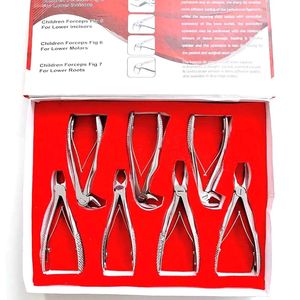 Ensemble de forceps d'extraction dentaire pour enfants, 7 pièces, en acier inoxydable, ergonomiques, à surface moletée, certifiés CE, pour les racines des molaires inférieures pédiatriques - Product Image 3