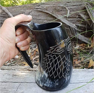 High Quality Natural Handmade Eco-Friendly Buffalo Horn Viking Drinking Horn Mug Polished Animal Style Natural Color <b>Beer</b> Mead - Product Image 1