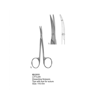 กรรไกรผ่าตัดขนาดเล็ก 115 มม. สแตนเลสสตีล เครื่องมือผ่าตัดขนาดจิ๋ว กรรไกรตัดไหมเย็บตา เครื่องมือศัลยกรรมพลาสติก - Product Image 2