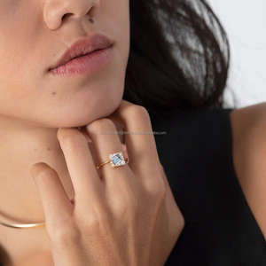 IGI/GIA Lab Grown Cut Diamond Vintage 14K Anillo de boda/compromiso amarillo Unisex Oro blanco fino para fiesta de aniversario-Worthy - Product Image 1