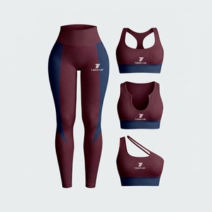 Ensembles de yoga légers pour femmes avec logo personnalisé de haute qualité, leggings taille haute, soutien-gorge de sport dos nageur, sans couture, nouvelle collection - Product Image 3