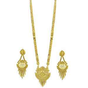 Wholesale Brass 14K 18K 24K Micron Gold Flower Design Long Necklace & Earrings Set for <b>Wedding</b> - Product Image 2