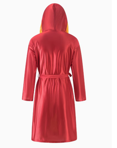 PROFIT SPORTS Robe à capuche noire et violette avec ceinture en satin, respirante, séchage rapide, en polyester, manches longues, pour entraînement de boxe - Product Image 2