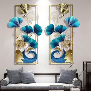 Peacock Paradise – ensemble d'art mural en métal, 2 pièces, 12x36 pouces, décoration rectangulaire verticale en fer pour salon, chambre à coucher, hôtel - Product Image 2
