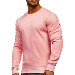 <b>Men's</b> Mint Green Crewneck Sweatshirt Regular Fit Solid Color Casual <b>Pullover</b> Knitted Cotton Autumn Wear - Product Image 4