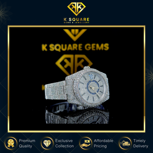 Montre de luxe VVS de qualité supérieure, largement utilisée, à quartz automatique analogique, boîtier en acier inoxydable, résistante à l'eau, avec diamants Moissanite - Product Image 2