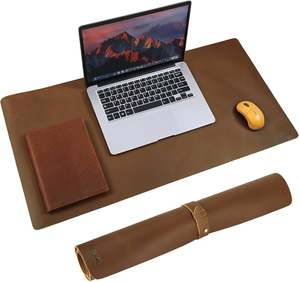 Tapis de souris personnalisé avec logo, pour bureau et jeux, en cuir véritable, grand tapis antidérapant pour ordinateur portable, accessoire de bureau durable - Product Image 1