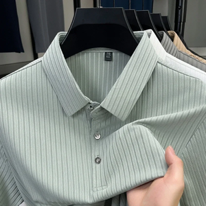 2026 New Men's Casual Fashion Striped Short Sleeved Collar Polo <b>Shirt</b> Breathable and Comfortable Summer Versatile T-<b>shirt</b> - Product Image 4