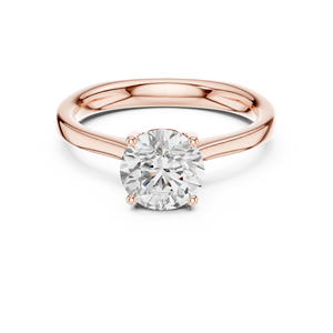 Elegante Anillo Solitario de Moissanita con Corte Redondo para Mujer - Plata Chapada en Oro Rosa de 14K, Anillo de Compromiso Clásico y Sencillo - Product Image 1