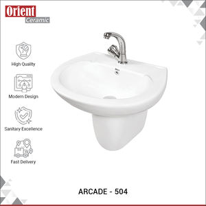 Qualité Supérieure, Exportateur en Gros, Vente de Lavabos Blancs Durables Certifiés ISO pour Usage Domestique et Hôtelier avec Demi-Piedestal - Product Image 2