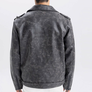 Custom Premium Vintage Grey Mens Biker Leather <b>Jacket</b> High Quality Distressed Motorcycle Coat <b>Punk</b> Style Outerwear Manufacturer - Product Image 4