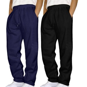 Pantalon décontracté pour homme, coupe droite, couleur unie, taille élastique, bouton, toile mi-lourde, idéal pour l'été, disponible en noir et rouge - Product Image 6