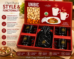 Juego de Té de Lujo Chai Chowk 4+1, Tazas de Melamina con Diseño de Hoja Negra, Bandeja para Servir, Fácil de Limpiar, para el Hogar y la Cena - Product Image 4