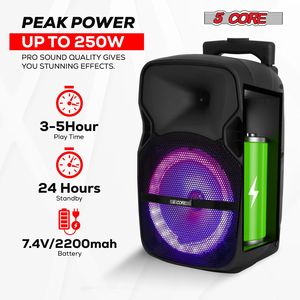 Casa attiva 10 2-MIC 2 PIC 5 Core 10 pollici PA portatile per Bluetooth Party Speaker Karaoke Boombox con 2 microfoni senza fili per - Product Image 4