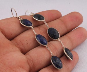 Natural Lapis Lazuli Minimalist <b>Earrings</b> 925 Sterling Silver Jewelry Simple <b>Blue</b> Gemstone <b>Studs</b> Everyday Wear Tiny Lapis <b>Earring</b> - Product Image 2