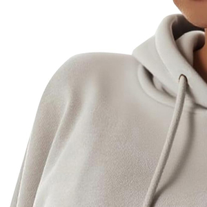 Sudadera Corta de Algodón Liso de Manga Larga con Cuello Redondo, Nuevo Diseño, Personalizable, para Otoño, Conjuntos Deportivos para Mujer - Product Image 5