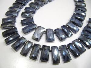 Perles facettées rectangulaires en pierre de lune bleue naturelle AB Mystic, 6-7 mm, enfilées - Product Image 1