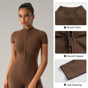 ชุดออกกำลังกายสำหรับผู้หญิง เสื้อแขนยาว กางเกงเลกกิ้งเอวสูง ชุดโยคะ 2 ชิ้น - Product Image 2