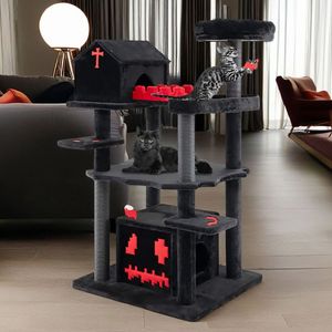 Árbol para Gatos Gótico de 49 Pulgadas de Alto, Centro de Actividades para Gatos de 6 Niveles con Cama Tipo Ataúd y Rascador para tu Amigo Felino - Product Image 1