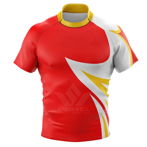 เสื้อรักบี้ผู้ชายสีเหลืองดำแบบซับลิเมชั่น แขนสั้น ทรงแอธเลติก ระบายเหงื่อได้ดี คอกลม เหมาะสำหรับทุกฤดูกาล - Product Image 3