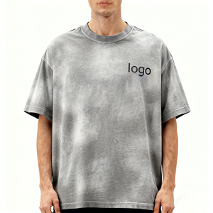 เสื้อยืดวินเทจไซส์ใหญ่สำหรับผู้ชาย คุณภาพสูง ล้างสีแบบแอซิด แต่งโลโก้ด้วยคริสตัล สไตล์สตรีทแวร์ - Product Image 5