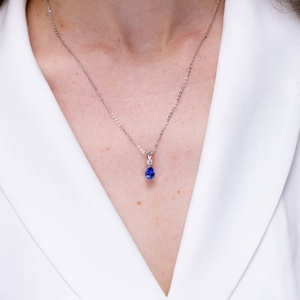 14K <b>Gold</b> Natural 0.35Ct Tanzanite Prong-Set Teardrop V-Bale <b>Pendant</b> With 0.04Ct Diamond Customized Handmade Jewelry Gift For Her - Product Image 5