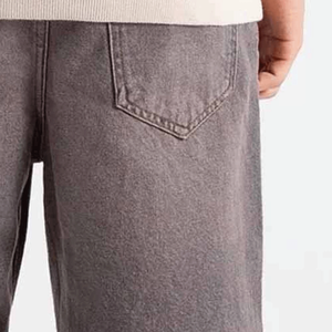 Pantalones Cortos Grises para Hombre, Cintura Media, Cierre Frontal con Cremallera, Logotipo, Estilo Casual, Lavado, Color Sólido, Tela Vaquera Transpirable - Product Image 5
