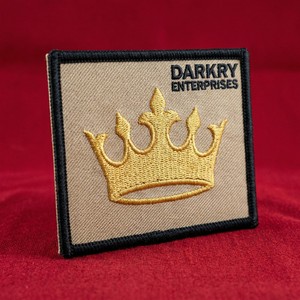 Custom Machine Embroidery Iron On Patch Gold Royal Crown Majesty Symbol Beige Background Rectangular Badge for Clothes <b>Hats</b> <b>Bags</b> - Product Image 1