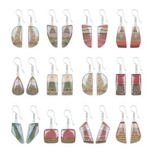 Nuevos y Exquisitos Pendientes de Moda Boho para Mujer, Elegantes, de Latón Natural Plateado, con Jaspe en Forma de Paisaje, Joyería para Regalo de Fiesta - Product Image 1