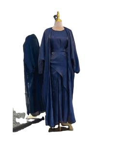 Summer Shiny <b>Silk</b> 3-Piece Modesty Abaya Set Pleated Kimono <b>Long</b> Dress Wrap Tie <b>Skirt</b> for Muslims for Ramadan Eid Outfits - Product Image 1