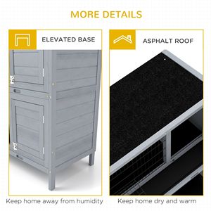 Conigliera a 2 piani grande da 54 pollici in legno con porte bloccabili e vassoio anti-perdita, habitat per piccoli animali - Product Image 6