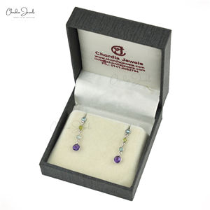 2026 Classic Jewelry Designed in 925 Sterling Silver Multi Stone Push Back Dangling Earrings Perfect Anniversary Gift for <b>Wife</b> - Product Image 4