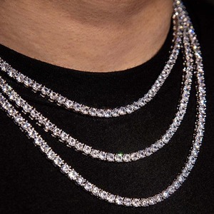 Women's 925 <b>Silver</b> Rhodium Plated Moissanite <b>Tennis</b> <b>Necklace</b> Round Brilliant Cut Luxury Strand <b>Necklaces</b> for Wedding - Product Image 4