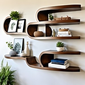 Elegante Estante de Pared de Madera de Nogal - Estantes de Pared de Madera Hechos a Mano al por Mayor - Product Image 2