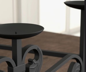 Matte Black Iron Candle Stand Circular Base Home Decoration Modern Table Centerpiece - Product Image 4