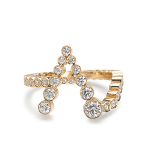Anillo de Cóctel de Oro Sólido de 18K para Mujer, con Diamante de Corte Brillante Redondo, Diseño Geométrico, Joyería de Compromiso - Product Image 1