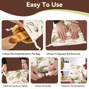 Lot de 2 sacs à <span class=keywords><strong>pain</strong></span> en cire d'abeille pour <span class=keywords><strong>pain</strong></span> au levain et <span class=keywords><strong>pain</strong></span> fait maison, sacs de conservation du <span class=keywords><strong>pain</strong></span> réutilisables de 17x13 pouces, fermeture éclair pour garder le <span class=keywords><strong>pain</strong></span> frais - Product Image 3
