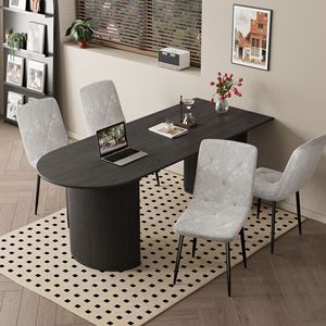 Set Moderno di 4 Sedie da Pranzo per Cucina e Sala da Pranzo con Seduta Imbottita e Gambe in Metallo per Casa - Product Image 1