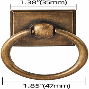 Metal Ring Cabinet Knobs Vintage <b>Antique</b> Brass Backplate for Drawer knobs for Dresser, Kitchen Cabinets Metal Knobs - Product Image 3