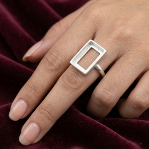 Bague rectangulaire vierge 8x15mm en argent massif 925 plaqué or 14K de haute qualité, sertie à griffes, écologique, pour femme - Product Image 6