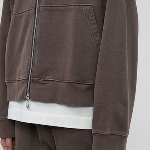 Sweat-shirts à capuche unisexes en coton épais de haute qualité, style vintage, zippés, coupe ample et oversize, courts, pour broderie - Product Image 4