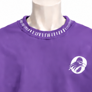 เสื้อสเวตเชิ้ตคอกลมสีม่วงอมม่วงสำหรับผู้ชาย แต่งขอบเย็บแบบดิสเทรส ทรงโอเวอร์ไซส์ แขนยาว สไตล์ลำลอง แฟชั่นแนวสตรีท - Product Image 3