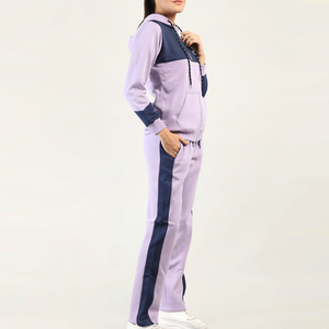 Trendy <b>Womens</b> Hooded Fleece Zipper Tracksuit Set Comfortable Lightweight Quick Dry Two-Piece Jogging Suit Full Zipper <b>Jacket</b> - Product Image 3