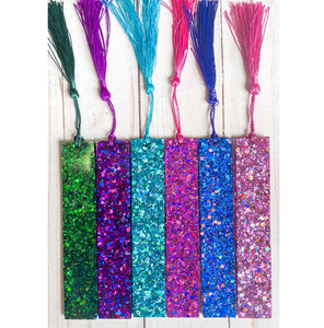 Marcapáginas de resina más popular con diseño de estrella brillante y purpurina blanca, marcapáginas de resina para lectura de historias, soporte para páginas de libros - Product Image 6