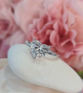 Heart Shaped <b>Solitaire</b> Diamond <b>Ring</b> in <b>Silver</b> Finish for Women Engagement Wedding Proposal Anniversary Jewelry - Product Image 1