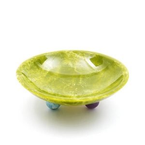 Tazón de Servir Clásico Azul Cielo, Hecho a Mano en Resina con Efecto Mármol Pulido, Duradero, Tazón de Frutas de Lujo para Camping, Decoración del Hogar, Centro de Mesa - Product Image 3