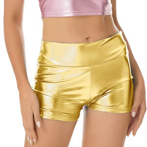 Shorts de cintura alta con volantes para mujer, transpirables, de poliéster/algodón, con cintura elástica, para gimnasio. - Product Image 4