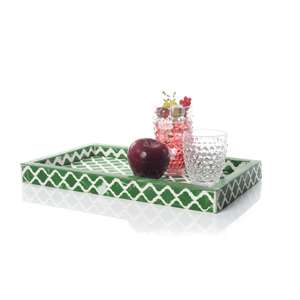 Plateau de service rectangulaire en bois fait main Art Déco avec motif floral, multifonctionnel, décoratif, cadeau de mariage - Product Image 2