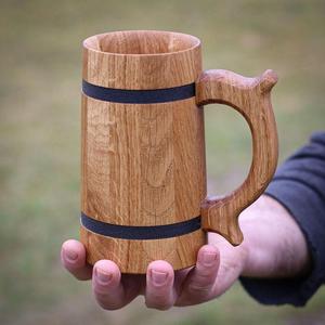 Handmade Rustic Solid Wood Tankard Beer Mug High Quality Eco-Friendly Birthday Party Camping Tabletop <b>Home</b> Use - Product Image 3