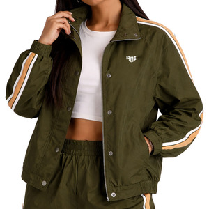 OEM Women Windbreaker Jacket and Pants <b>Set</b> Custom Stripe Panel Tracksuit Lightweight Outdoor Activewear Hoodies Manufacturer USA - Product Image 4